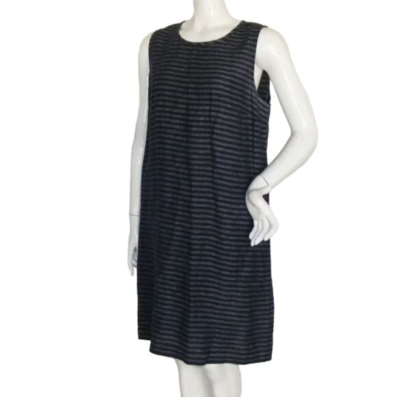 J.JILL Love Linen Dress, M, Blue, stripes, Shift, Sleeveless, Pullover - Picture 3 of 12